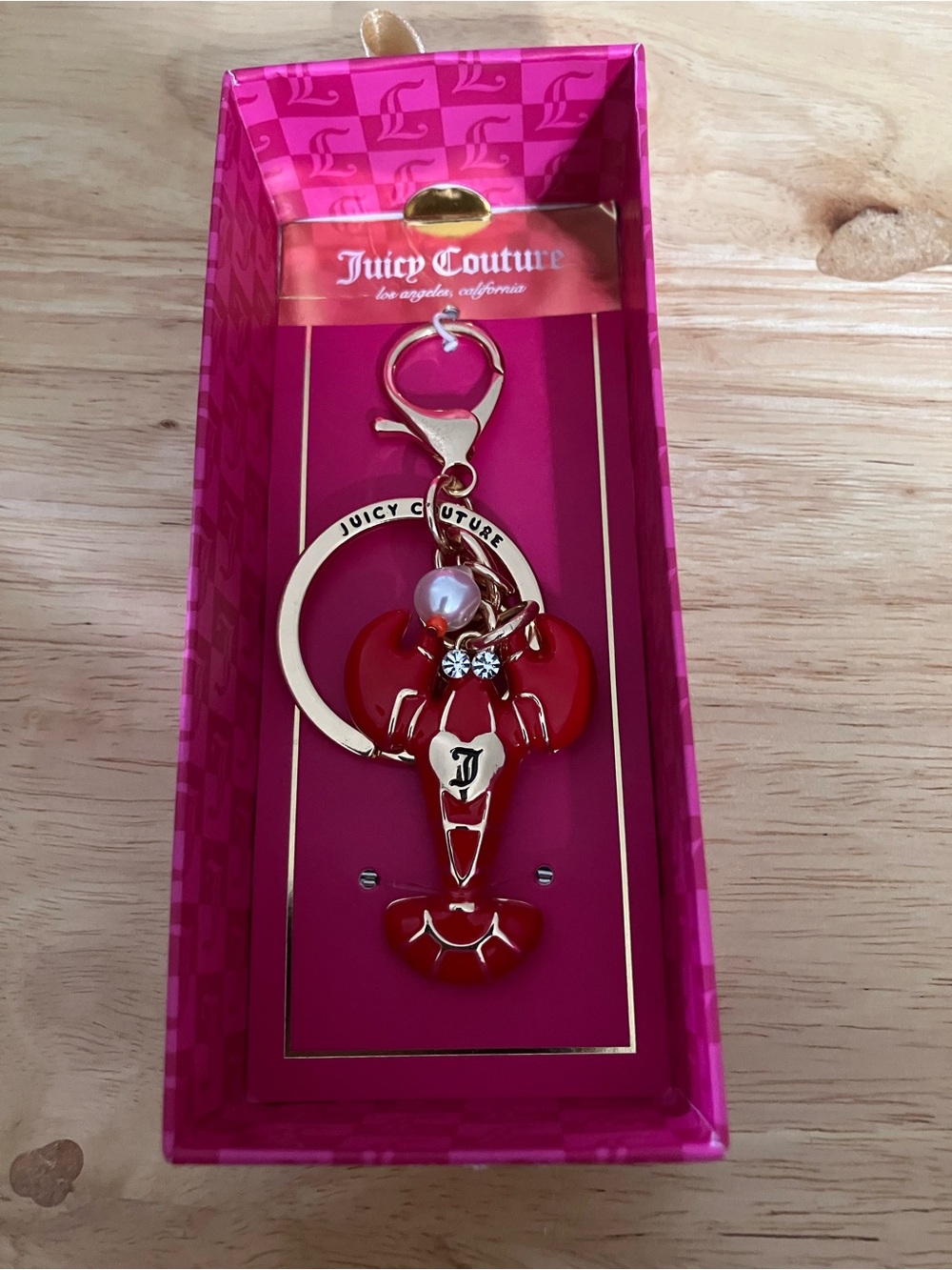 Juicy Couture Gold-Tone Key & Lobster Red Enamel Bag Charm